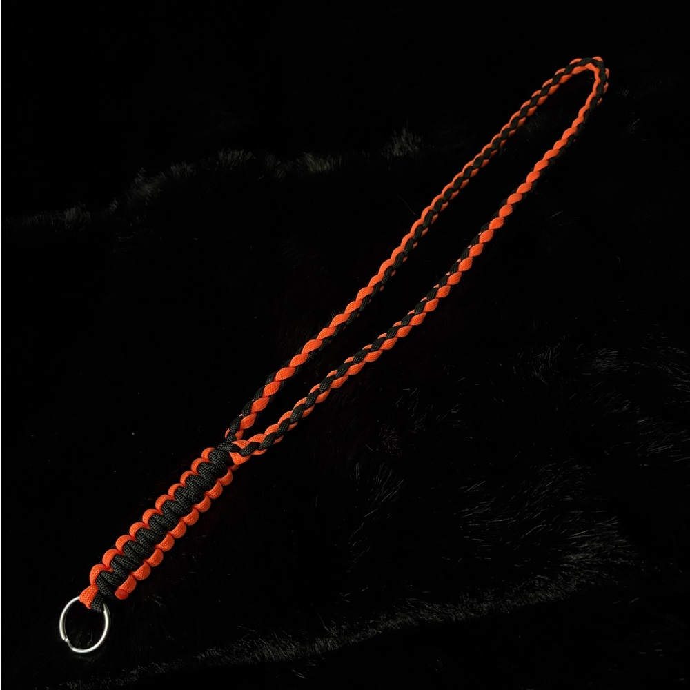 Durable Orange and Black Braided Lanyard
